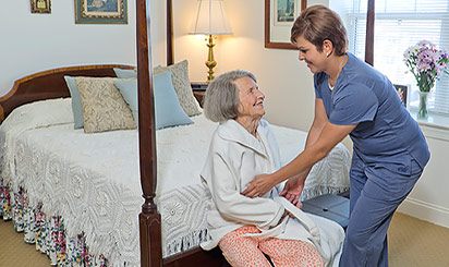 Skilled nurse assisting Brethren Village resident