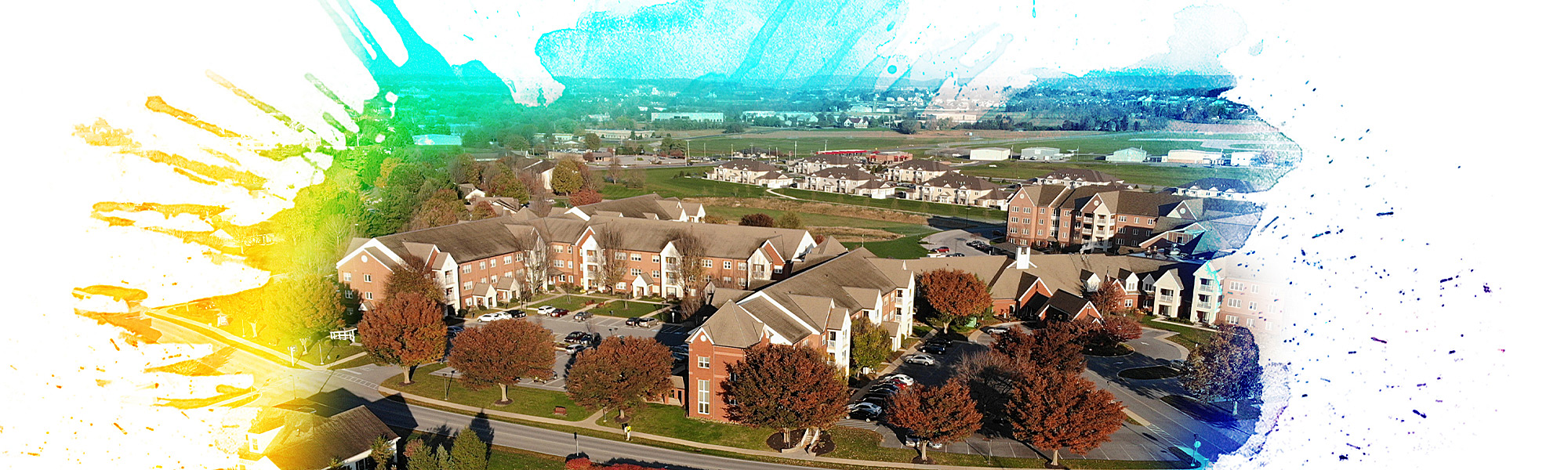Aerial view of Fieldcrest resident living building