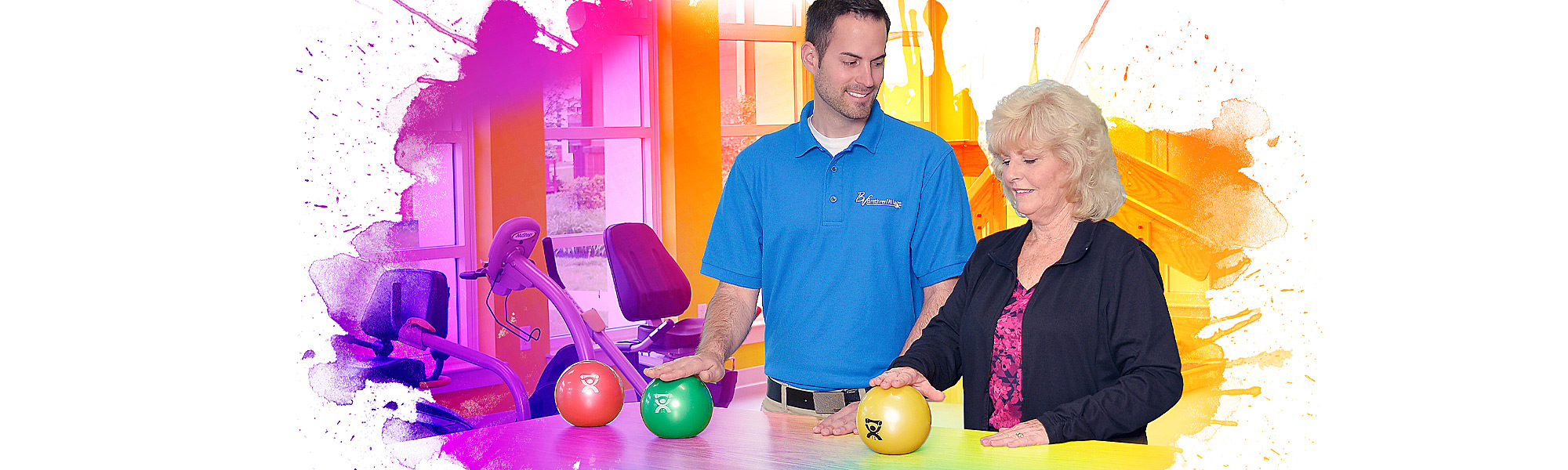 Occupational therapist with patient rolling small balls