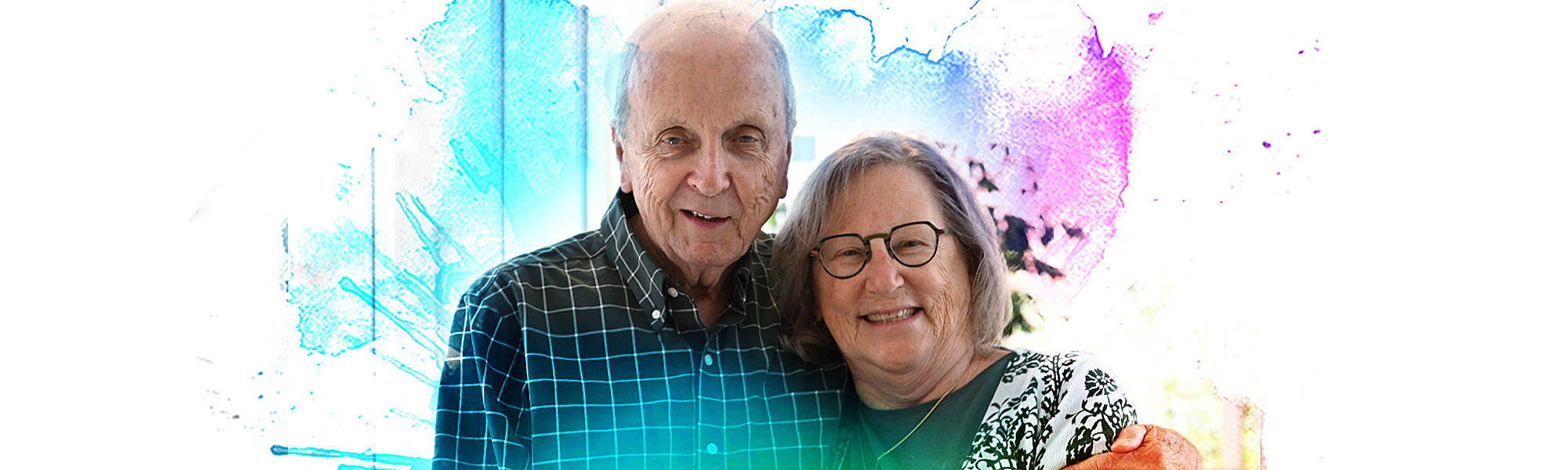 Happy senior living residents couple