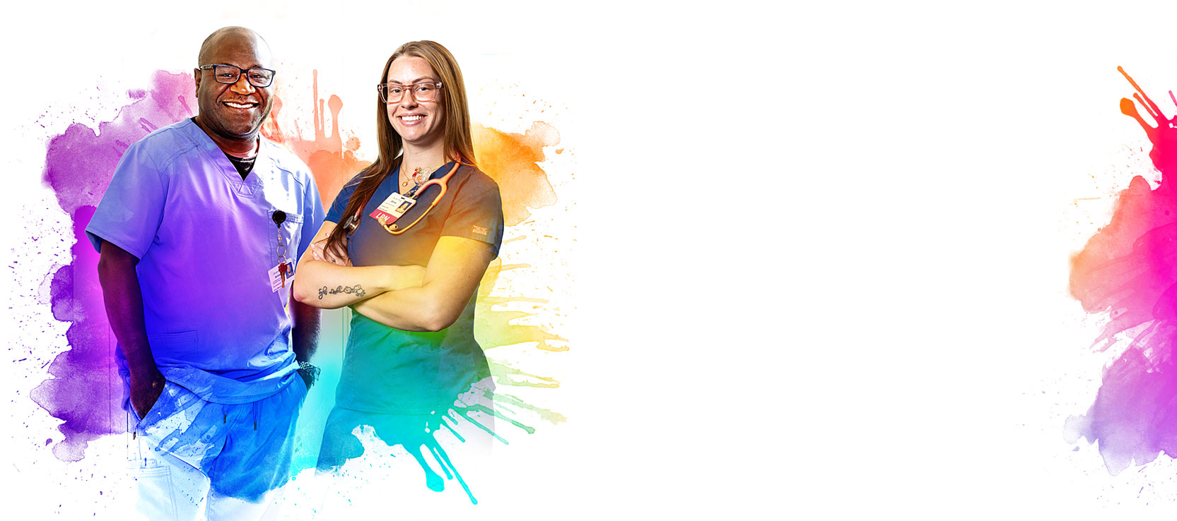 Smiling male and female BV nurses