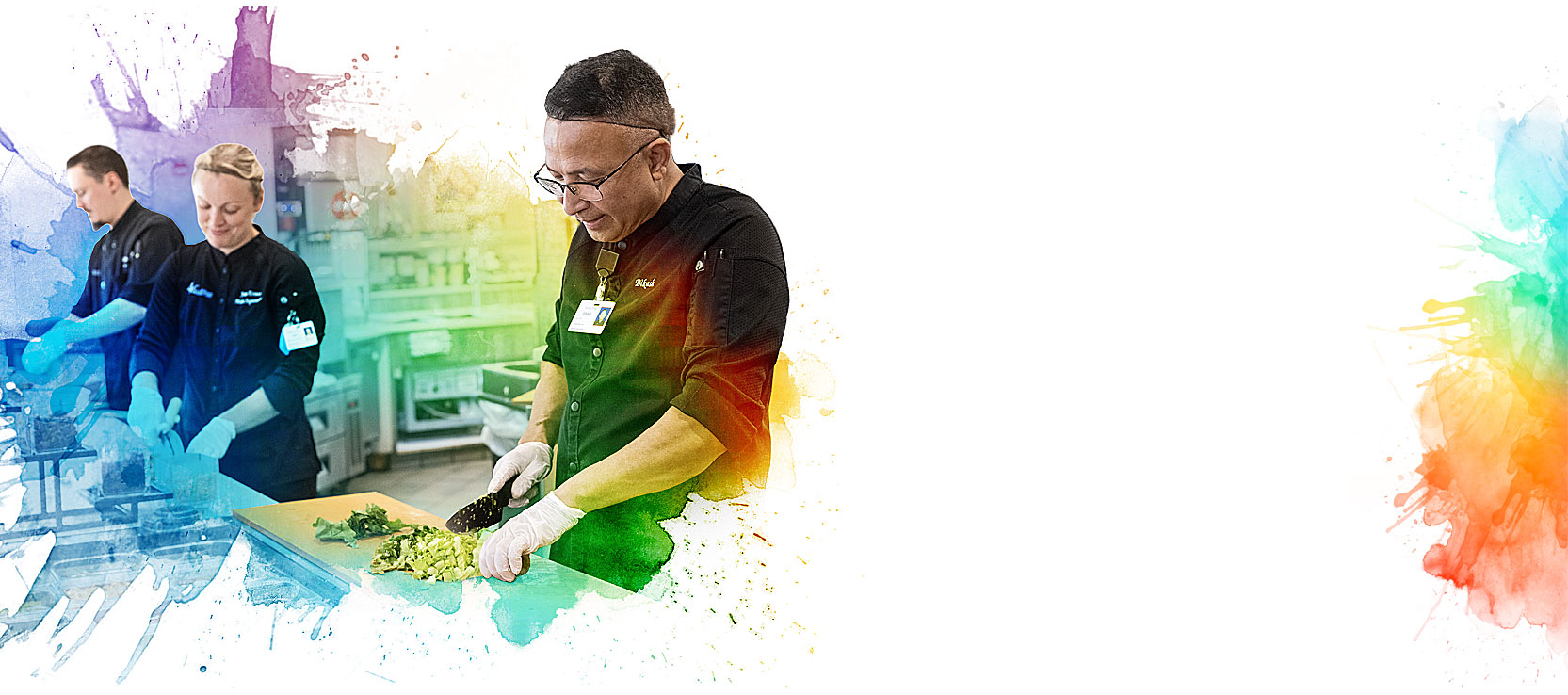 Three chefs working at the Bistro at Village Center